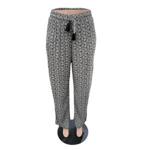 Knox Rose Women's Elastic Waist Pull on Wide Leg Boho‎ Print Pants Size Medium